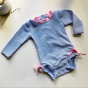 RuffleButts- Adorable Seersucker Swimsuit